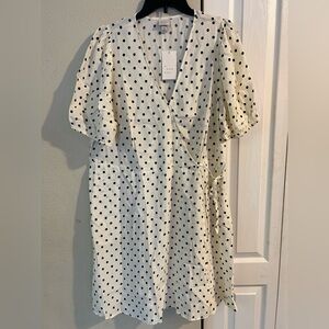 A new day Cream black polka dot Side tie dress